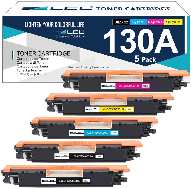 Main image of Remanufactured Toner Cartridge Replacement for HP 130A CF350A CF351A CF352A CF353A MFP M176 M176FN M177 M177FW M176n (5-Pack 2Black, Cyan, Magenta, Yellow)