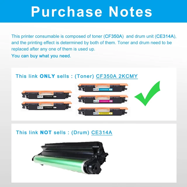 Alt view image 2 of 7 - Remanufactured Toner Cartridge Replacement for HP 130A CF350A CF351A CF352A CF353A MFP M176 M176FN M177 M177FW M176n (5-Pack 2Black, Cyan, Magenta, Yellow)