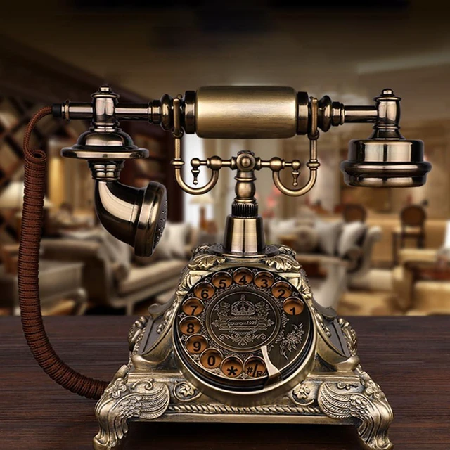 Alt view image 3 of 6 - Rotary Dial Vintage Antique Home Telephone Table Replica, Retro Office Corded Telephone Decor