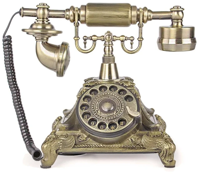 Alt view image 6 of 6 - Rotary Dial Vintage Antique Home Telephone Table Replica, Retro Office Corded Telephone Decor