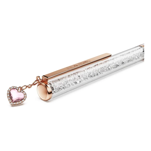 Alt view image 4 of 4 - Crystalline ballpoint pen, Heart, Pink, Pink lacquered, Rose gold-tone plated