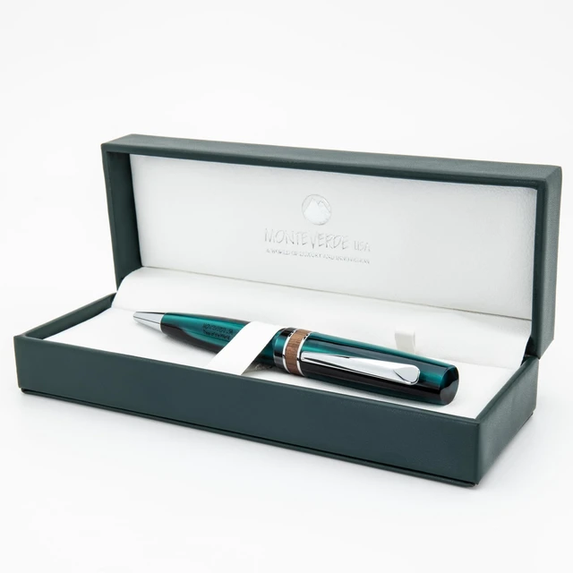 Alt view image 2 of 7 - USA Trees of the World Giant Sequoia Ballpoint Pen, Green, Ergonomic Design, Polished Chrome Trim, Solid Resin, Premium Writing Instrument