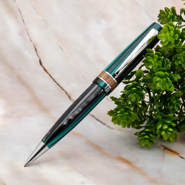 Alt view image 3 of 7 - USA Trees of the World Giant Sequoia Ballpoint Pen, Green, Ergonomic Design, Polished Chrome Trim, Solid Resin, Premium Writing Instrument