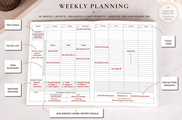 Alt view image 3 of 7 - Working Mom Planner 5-in-1 Undated Weekly, Goal, Productivity & Self-Care Planner for Women & Moms (Slate)