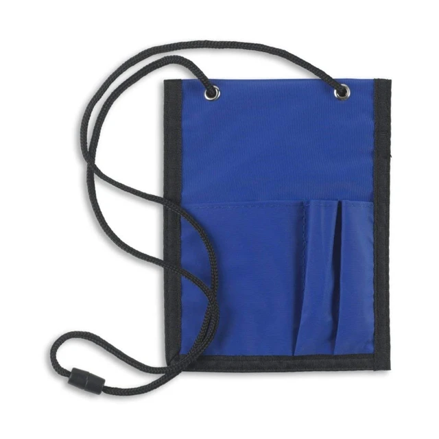 Alt view image 2 of 3 - Event Badge Holder and Breakaway Lanyard Combo, Name Badge Holder with Pen Loops and Zipper Pocket, Name Tag Holder with Storage Pouches, Royal Blue (25 Pack)
