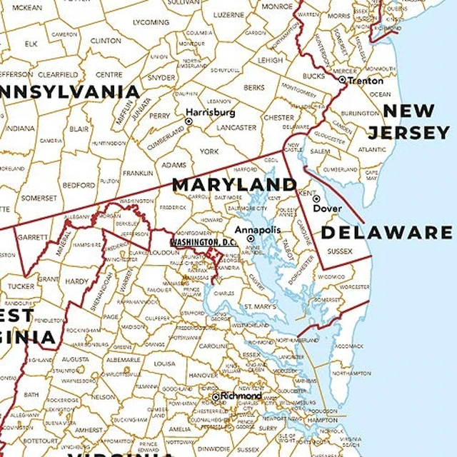 Alt view image 3 of 3 - USA Map with County Names - Large - 48" x 38.5" Laminated