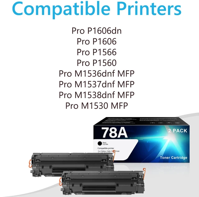 Alt view image 2 of 7 - 78A Toner Cartridge Replacement for HP 78A Black Toner Cartridge 2 Pack High Yield Works with HP LaserJet P1566 P1606 P1606dn P1560 Pro MFP M1536dnf Series