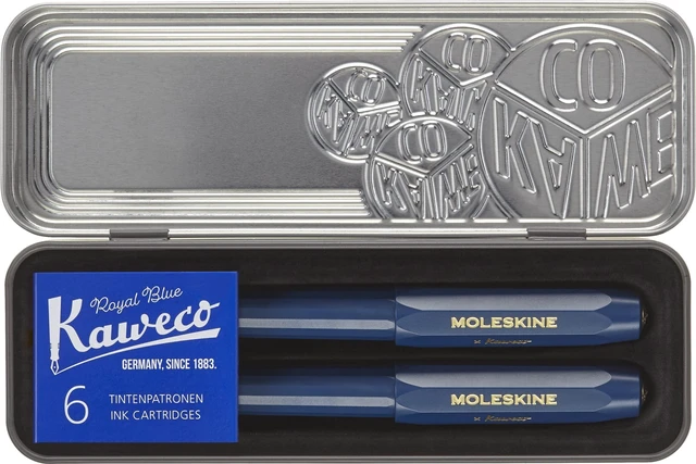 Main image of x Kaweco, Fountain Pen and Ballpen Set, Medium Nib/1.0mm Point, Blue with Blue Ink