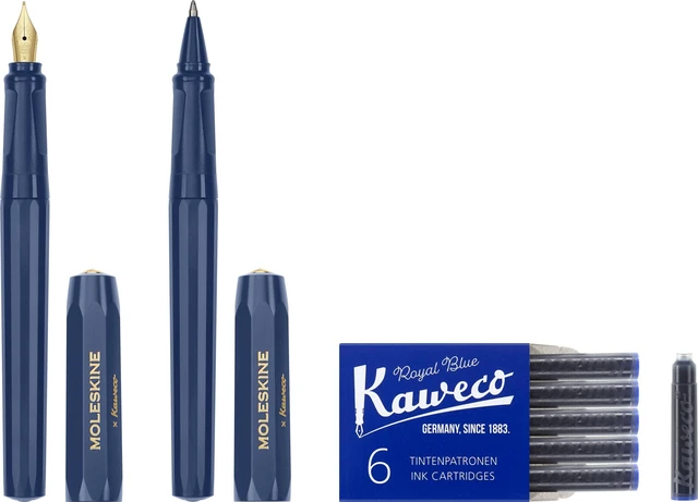 Alt view image 2 of 5 - x Kaweco, Fountain Pen and Ballpen Set, Medium Nib/1.0mm Point, Blue with Blue Ink