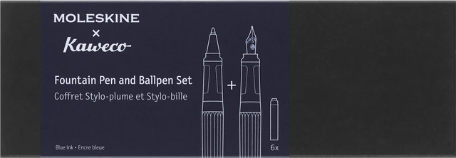 Alt view image 5 of 5 - x Kaweco, Fountain Pen and Ballpen Set, Medium Nib/1.0mm Point, Blue with Blue Ink