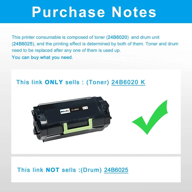 Alt view image 3 of 7 - Compatible Toner Cartridge Replacement for Lexmark 24B6020 35000 Pages XM7155 XM7155X XM7163 XM7163X XM7170 XM7170X (1-Pack Black)
