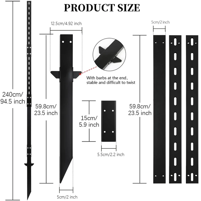 Alt view image 3 of 7 - 1 Pack 8' Sign Post Stake Metal for Outside, Heavy Duty Yard Sign Stake, Rust, Wind & Dust Resistant Sturdy Metal Pole for Outside, Yard, Road, Parking Fits Signs 7 to 18 Inch (Black)