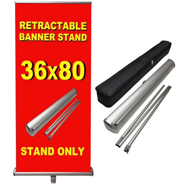 Main image of Retractable banner stand 36"x80" with Padded Carry Bag Portable Roll Up Banner Metal Display Stands for Trade Shows Events Personal Celebrations (36"x80")