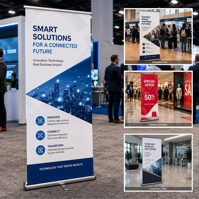 Alt view image 2 of 7 - Retractable banner stand 36"x80" with Padded Carry Bag Portable Roll Up Banner Metal Display Stands for Trade Shows Events Personal Celebrations (36"x80")