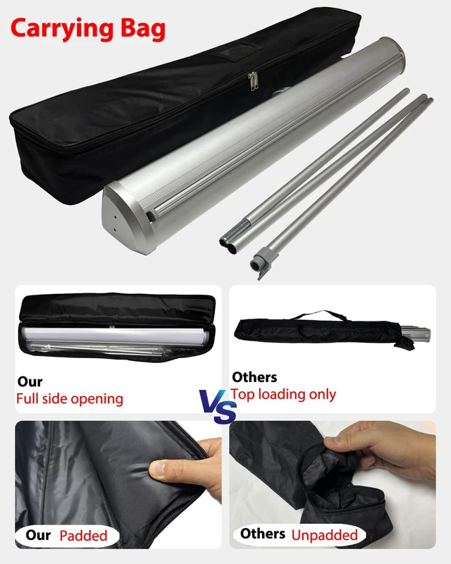 Alt view image 6 of 7 - Retractable banner Stand 33.5"x80" with Padded Carry Bag Portable Roll Up Banner Metal Display Stands for Trade Shows Events Personal Celebrations (33.5"x80")