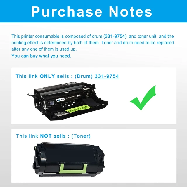 Alt view image 3 of 7 - Compatible Drum Unit Replacement for Dell S5830dn S5830 B5460 B5465 331-9754 9PN5P WX76W B5460dn B5465dnf Printer (1-Pack Black)