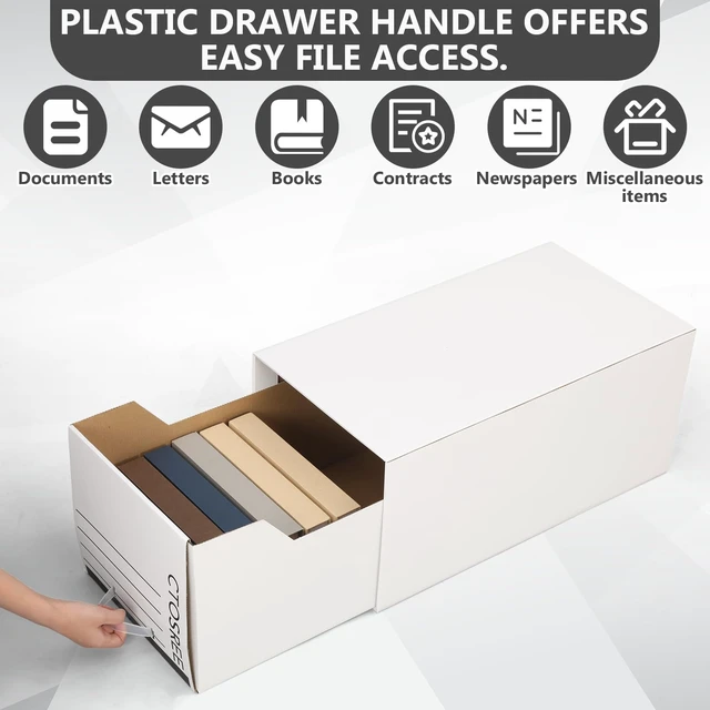 Alt view image 5 of 7 - 6pcs Economy Storage Drawer Files White Stackable Storage Drawers with Plastic Handles for Files, Letter Durable Space Saving Organizers for Office, Home