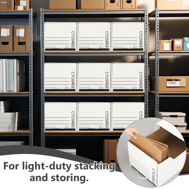 Alt view image 6 of 7 - 6pcs Economy Storage Drawer Files White Stackable Storage Drawers with Plastic Handles for Files, Letter Durable Space Saving Organizers for Office, Home