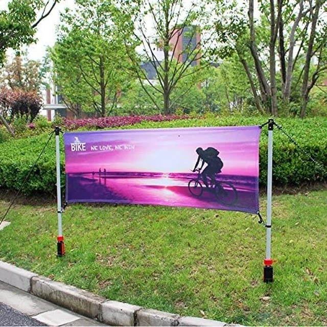 Alt view image 4 of 7 - Adjustable Banner Pole Holder with Stake Outdoor Horizontal Banner Post Stand for 10'W X 3'H Banner,Advertising Displays Stand Yard Sign Displays with Carrying Bag (Hardware only)
