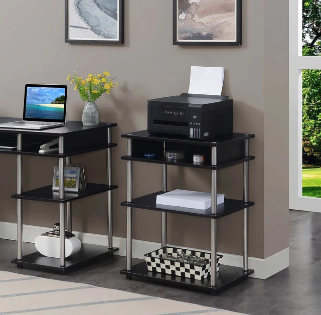 Alt view image 2 of 6 - Designs2Go No Tools Printer Stand with Shelves, Black