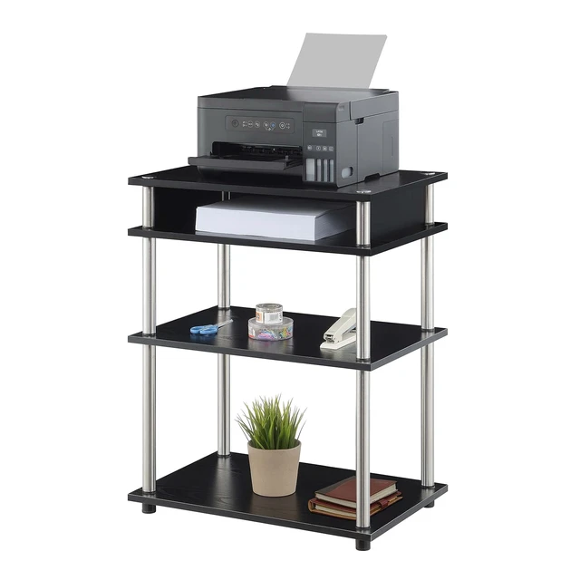 Alt view image 3 of 6 - Designs2Go No Tools Printer Stand with Shelves, Black
