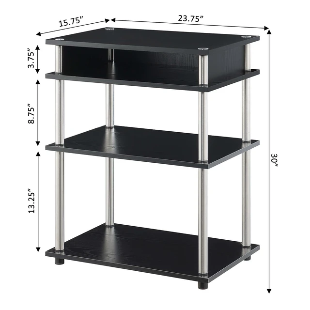 Alt view image 5 of 6 - Designs2Go No Tools Printer Stand with Shelves, Black