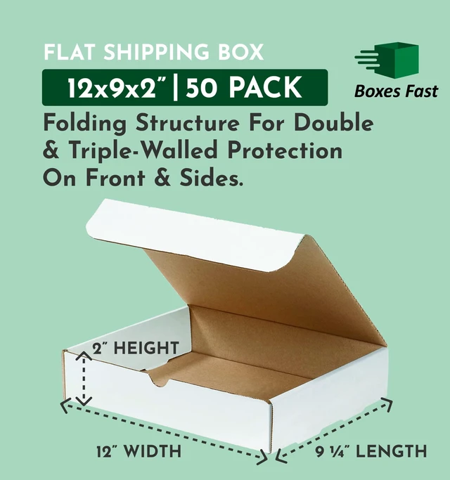 Alt view image 2 of 5 - Small Business Packaging, Shipping Box 12.125"L x 9.25"W x 2"H Bulk 50-Pack Cardboard, Gift, Storage, Large, Double Wall Corrugated