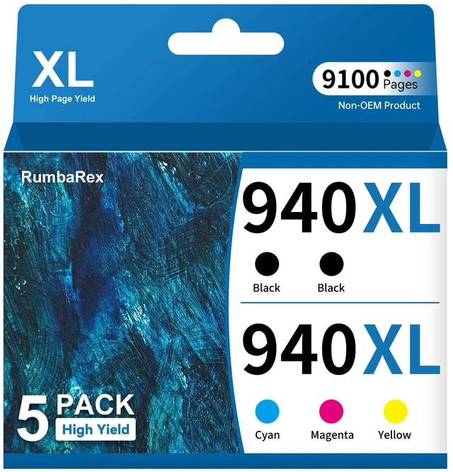 Main image of 940 XL 940XL Ink Cartridges Combo Pack High-Yield Replacement for HP 940XL 940 Ink Cartridge for OfficeJet Pro 8000 8500 8500A Plus A909a A809a A910a Printer Ink 5-Pack (2 Black, Cyan Magenta Yellow)