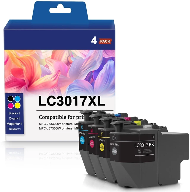 Main image of LC3017XL Ink Cartridges 4-Pack (1 Black, 1 Cyan, 1 Magenta, 1 Yellow) Replacement for Brothers LC3017XL Ink Cartridges Printer with Brother MFC-J5330DW MFC-J6530DW MFC-J6730DW MFC-J6930DW Printer