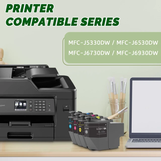 Alt view image 2 of 7 - LC3017XL Ink Cartridges 4-Pack (1 Black, 1 Cyan, 1 Magenta, 1 Yellow) Replacement for Brothers LC3017XL Ink Cartridges Printer with Brother MFC-J5330DW MFC-J6530DW MFC-J6730DW MFC-J6930DW Printer