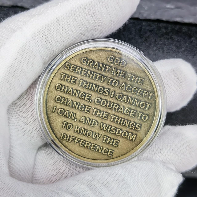 Alt view image 2 of 7 - Phoenix Rising Lucky Coin Serenity Prayer Sobriety Coin Sober Gifts for Men or Women Addiction Recovery AA Medallion (Pack of 10)