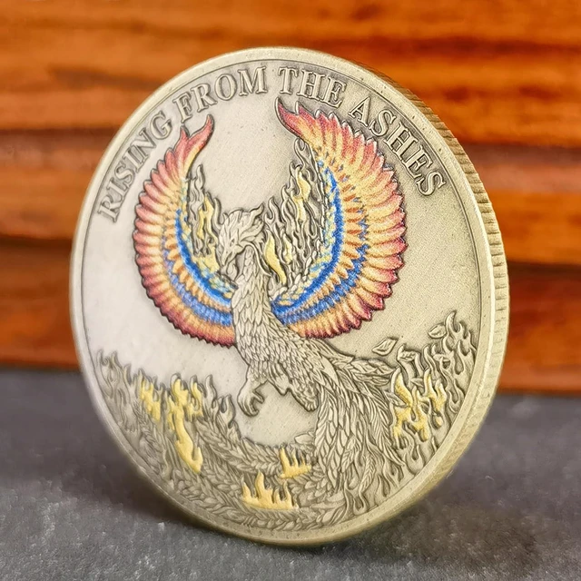 Alt view image 3 of 7 - Phoenix Rising Lucky Coin Serenity Prayer Sobriety Coin Sober Gifts for Men or Women Addiction Recovery AA Medallion (Pack of 10)