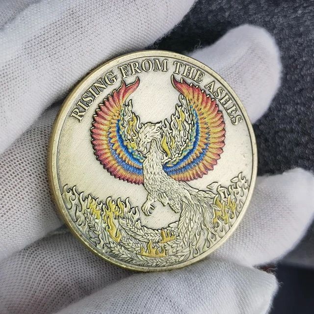 Alt view image 5 of 7 - Phoenix Rising Lucky Coin Serenity Prayer Sobriety Coin Sober Gifts for Men or Women Addiction Recovery AA Medallion (Pack of 10)