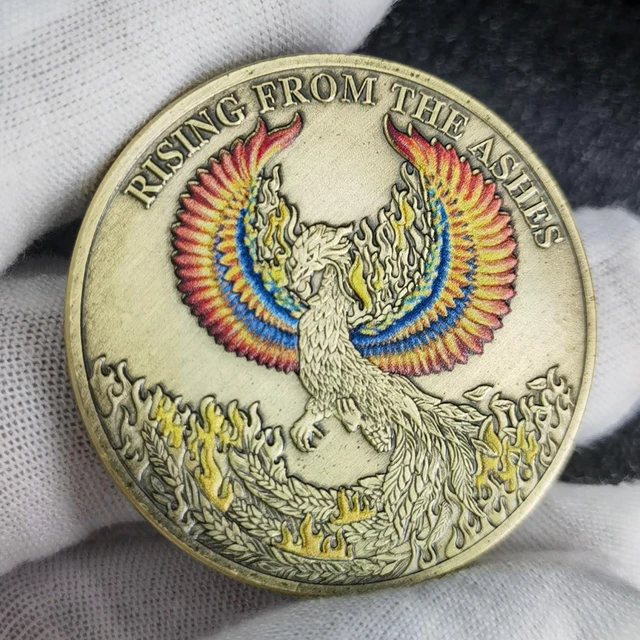 Alt view image 7 of 7 - Phoenix Rising Lucky Coin Serenity Prayer Sobriety Coin Sober Gifts for Men or Women Addiction Recovery AA Medallion (Pack of 10)