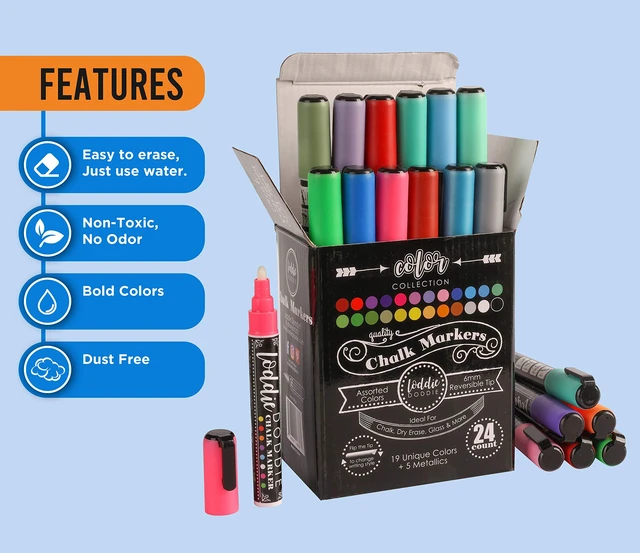 Alt view image 7 of 7 - 18x24 Rustic Framed Chalkboard Calendar and Bulletin Combo Calendar with Cork Board. 24ct Color Collection of Chalk Markers Perfect for Organizing Your Space