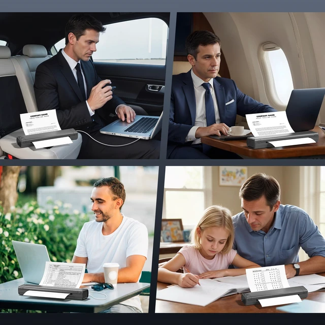 Alt view image 7 of 7 - M08F A4 Portable Printer for Travel, Bluetooth Thermal Printer Support A4 Thermal Paper, Compatible with Android iOS Phone & Laptop, Inkless Compact for Home Office Vehicles