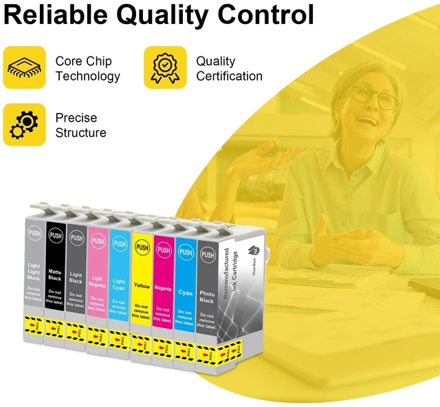 Alt view image 2 of 6 - Remanufactured T096 Ink Cartridge T096120 T096220 T096320 T096420 T096520 T096620 T096720 T096820 T096920 Compatible with Stylus Photo R2880 Ink Printers (9 Pack)