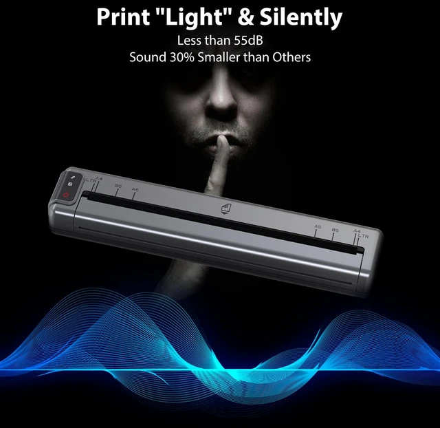 Alt view image 2 of 7 - Ultra-Light Q302 Portable Wireless Inkless Thermal Printer WiFi Bluetooth for US Letter/A4/A5/B5 Thermal Paper, Compact Printer, Compatible with Android iOS Phone & Laptop