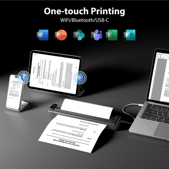Alt view image 6 of 7 - Ultra-Light Q302 Portable Wireless Inkless Thermal Printer WiFi Bluetooth for US Letter/A4/A5/B5 Thermal Paper, Compact Printer, Compatible with Android iOS Phone & Laptop