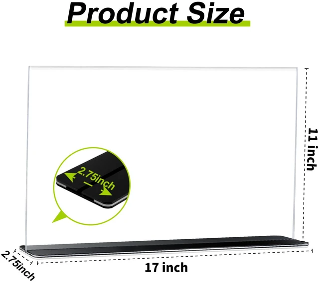 Alt view image 2 of 7 - 6 Pack Acrylic Sign Holder Horizontal 11 x 17 Inches, Clear Table Photo Menu Display Stand T Shaped Sign Holder Double Sided Picture Flyer Sign Holder for Office Restaurant Store (6)