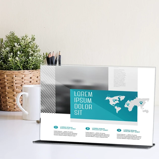 Alt view image 5 of 7 - 6 Pack Acrylic Sign Holder Horizontal 11 x 17 Inches, Clear Table Photo Menu Display Stand T Shaped Sign Holder Double Sided Picture Flyer Sign Holder for Office Restaurant Store (6)