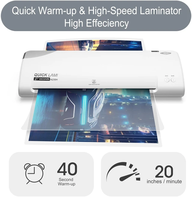 Alt view image 2 of 7 - 13-Inch Thermal Laminator Machine, 35 Mil, 40s Warm-Up, 20"/Min, Jam Release, Auto Shutoff, All-in-One Kit with 10 Pouches, Trimmer & Rounder, Cleaning Paper, Ideal for Home, Office, School