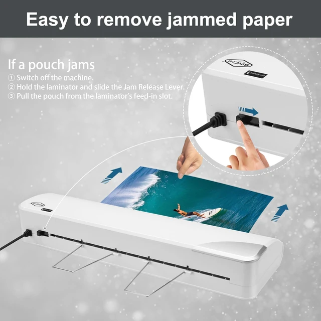Alt view image 4 of 7 - 13-Inch Thermal Laminator Machine, 35 Mil, 40s Warm-Up, 20"/Min, Jam Release, Auto Shutoff, All-in-One Kit with 10 Pouches, Trimmer & Rounder, Cleaning Paper, Ideal for Home, Office, School