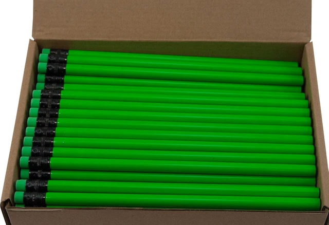 Main image of Round Pencils (Full Size Pencil with #2 Black Lead. Available in a Variety of Painted Colors) (Latex Free Eraser) (Bulk Box of 144) (Neon Green)