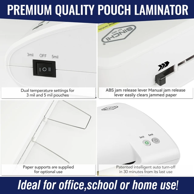 Alt view image 7 of 7 - 13-Inch Thermal Laminator Machine, 35 Mil, 40s Warm-Up, 20"/Min, Jam Release, Auto Shutoff, All-in-One Kit with 10 Pouches, Trimmer & Rounder, Cleaning Paper, Ideal for Home, Office, School