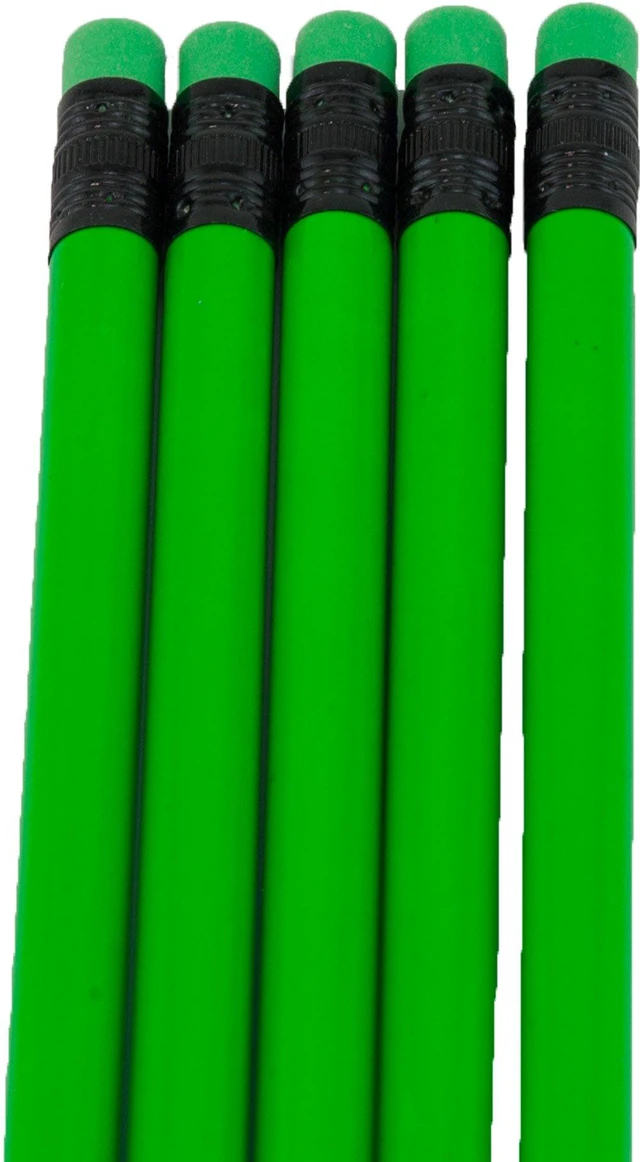Alt view image 2 of 2 - Round Pencils (Full Size Pencil with #2 Black Lead. Available in a Variety of Painted Colors) (Latex Free Eraser) (Bulk Box of 144) (Neon Green)