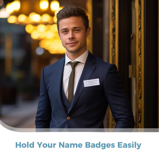 Alt view image 2 of 5 - 75 PCS Name Badge Magnets Kit, 3 x 1.3 inches Acrylic Magnetic Name Tag Holders, Magnetic Name Badge Holders with Blank Printable Paper, Adhesive ID Holders for Business Events School Office