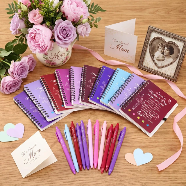 Alt view image 4 of 7 - 48 Sets Mother's Day Christian Gifts Bulk Bible Verse Spiral Notebooks with Sticky Note Religious Ballpoint Pens Prayer Journal Church Gifts for Mamas Mom Women Mother's Day