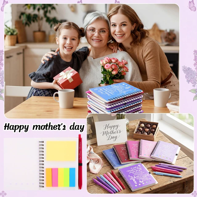 Alt view image 7 of 7 - 48 Sets Mother's Day Christian Gifts Bulk Bible Verse Spiral Notebooks with Sticky Note Religious Ballpoint Pens Prayer Journal Church Gifts for Mamas Mom Women Mother's Day