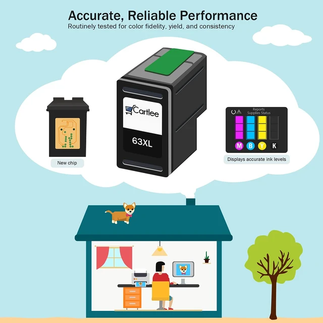 Alt view image 6 of 6 - Remanufactured Ink Cartridges Replacement for HP 63XL 63 XL for Envy 4512 4520 DeskJet 3632 2130 1110 1112 2132 3630 3634 3636 3637 OfficeJet 3830 3833 4650 4652 5255 5258 Printer Black, Color